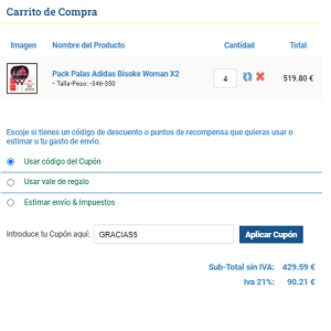 como usar cupones Padelpoint